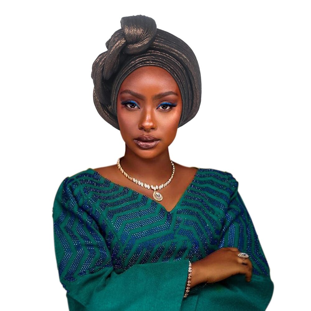 9468 Auto Gele African Head Tie of Nigeria ASO Oke Headwraps Hat Turban